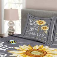 🌻 lunarable you are my sunshine bedspread, vintage bees sunflowers print on blackboard, decorative 3 piece quilted coverlet set with 2 pillow shams, queen size, yellow grey logo