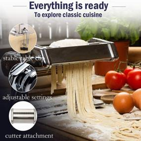 img 1 attached to 🍝 Stainless Steel Pasta Maker Machine - 150 Roller Pasta Maker with 2-in-1 Roller and Pasta Cutter - 7 Adjustable Thickness Settings - Includes Cutter, Hand Crank, and Instructions