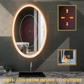 img 3 attached to 🪞 Bathroom LED Vanity Mirror: Large Oval Anti-Fog Makeup Mirror, Wall-Mounted Dimmable Lighted Mirror with 3000K Warm Light, Plug-in/Hardwired - Ideal for Bathroom & Bedroom Decoration