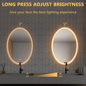 img 2 attached to 🪞 Bathroom LED Vanity Mirror: Large Oval Anti-Fog Makeup Mirror, Wall-Mounted Dimmable Lighted Mirror with 3000K Warm Light, Plug-in/Hardwired - Ideal for Bathroom & Bedroom Decoration