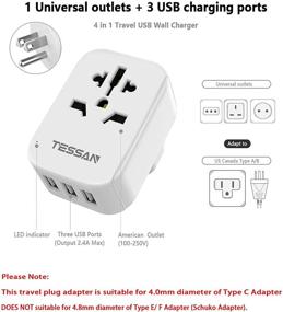 img 3 attached to 🔌 TESSAN Адаптер для Европы/США с 3 USB, адаптер питания Type B Великобритании/США, конвертирует разъемы типа C/G/I из Европы, Австралии и Китая в США и Канаду (тип B) - адаптер Великобритании/США для бесшовного подключения.