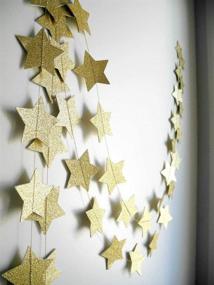 img 2 attached to 🌟 Skoye 2-Pack Золотая гирлянда со звездами - Рождественские украшения, Галактическое знамя - Мерцай, мерцай, маленькая звезда - Рождественская гирлянда из золотых звезд, Золотой Baby Shower - диаметр 4 дюйма, длина 13 футов.