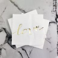 white luncheon paper napkins with sparkling gold love letters - 6.5 x 6.5 inch folded/13 x 13 inch unfolded - ideal for wedding, bridal/baby shower, dinner party, birthday celebration (48 count) logo