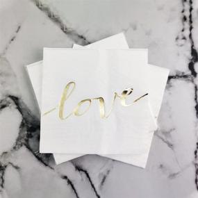 img 4 attached to White Luncheon Paper Napkins with Sparkling Gold LOVE Letters - 6.5 x 6.5 inch Folded/13 x 13 inch Unfolded - Ideal for Wedding, Bridal/Baby Shower, Dinner Party, Birthday Celebration (48 Count)