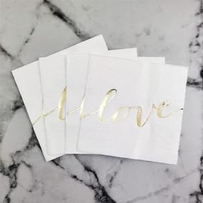 img 3 attached to White Luncheon Paper Napkins with Sparkling Gold LOVE Letters - 6.5 x 6.5 inch Folded/13 x 13 inch Unfolded - Ideal for Wedding, Bridal/Baby Shower, Dinner Party, Birthday Celebration (48 Count)