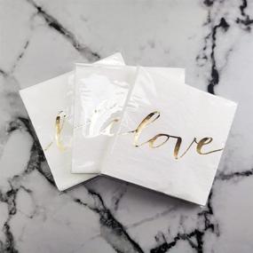 img 2 attached to White Luncheon Paper Napkins with Sparkling Gold LOVE Letters - 6.5 x 6.5 inch Folded/13 x 13 inch Unfolded - Ideal for Wedding, Bridal/Baby Shower, Dinner Party, Birthday Celebration (48 Count)