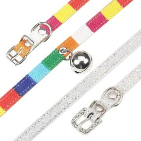 img 2 attached to Dazzling Ourllamey Diamond Rhinestone Cat Collars: Stylish Bling for Your Girl Cats with Bells - Set of 2 Adjustable Pet Collars for Boys