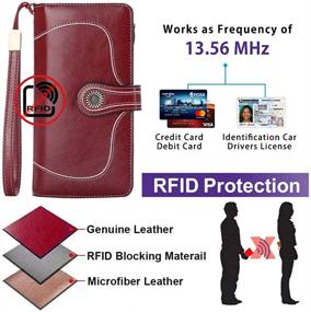 img 1 attached to RFID Blocking Women's Genuine Leather Wallet - Large Capacity Detachable Wristlet Clutch, Vintage Style Ladies Wallet with Multi Card Holder for Travel Purse