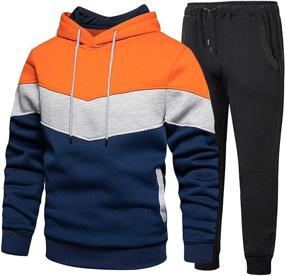 img 4 attached to Contrast Athletic Tracksuits: Stylish Men's Clothing for Active Lifestyle