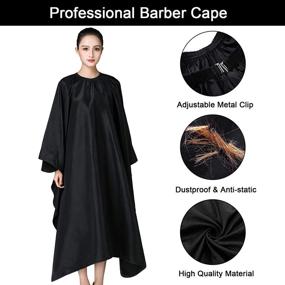 img 3 attached to 🔥 Professional Hair Cutting Cape - Iusmnur Barber Cape with Adjustable Metal Clip, Waterproof Haircut Salon Cape for Hairdresser Styling at Home - 55 x 63 inches (Black)