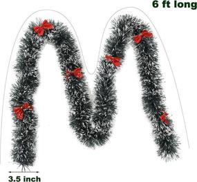 img 3 attached to 🎄 Vannyster Green and White Tinsel Garland with Red Bows - Snowy Tips, Christmas Tree Decoration for Holiday Party and Xmas Décor - Set of 2, 6 ft/Piece