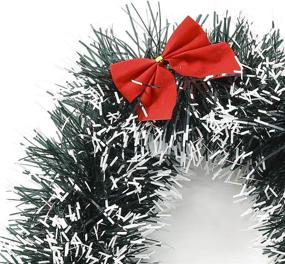 img 1 attached to 🎄 Vannyster Green and White Tinsel Garland with Red Bows - Snowy Tips, Christmas Tree Decoration for Holiday Party and Xmas Décor - Set of 2, 6 ft/Piece