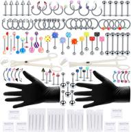 🔒 xpircn 120pcs piercing jewelry kit - stainless steel acrylic needles for 14g 16g nose septum horseshoe lip tongue eyebrow tragus belly tongue nipple barbell rings - complete piercing jewelry set and tool logo