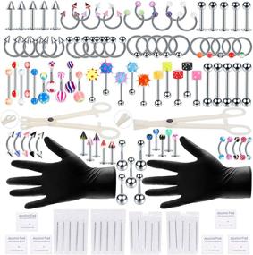 img 4 attached to 🔒 Xpircn 120PCS Piercing Jewelry Kit - Stainless Steel Acrylic Needles for 14G 16G Nose Septum Horseshoe Lip Tongue Eyebrow Tragus Belly Tongue Nipple Barbell Rings - Complete Piercing Jewelry Set and Tool