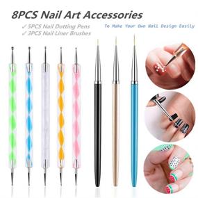 img 1 attached to FULINJOY 5PCS Dotting Pens and 3 PCS Nail Painting Brushes - Nail Art Design Tool Kit