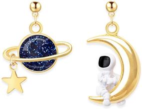 img 4 attached to 🌙 Captivate with Coadipress Astronaut Moon Stud Earrings: Creative Cosmic Charm Jewelry for Women and Girls - Perfect Birthday or Graduation Gift