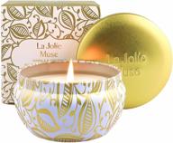 🕯️ la jolie muse ванильные свечи с ароматом кокоса - ароматические свечи на соевом воске с эфирным маслом для дома, подарки ко дню рождения и празднику для женщин, длительное горение 45 часов, 6,5 унций в жестяной банке. логотип