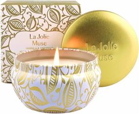 img 4 attached to 🕯️ LA JOLIE MUSE Vanilla Coconut Scented Candles - Essential Oil Soy Wax Candles for Home Scented, Birthday & Holiday Gifts for Women, Long Burning 45 Hours, 6.5 oz in Tin