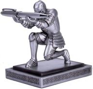 🖊️ cyxstar resin soldier executive pen holder desk organizer - stylish pen stand & home decor - resin pencil holder with pen - perfect gift idea for men (silver) logo