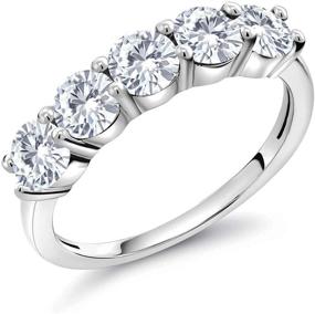 img 4 attached to Classic and Timeless: Women's 925 Sterling Silver Engagement Band Ring with 0.80 💍 Cttw Forever Classic Created Moissanite by Charles & Colvard (Round 3.5MM), Sizes 5-9 Available