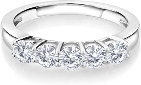 img 3 attached to Classic and Timeless: Women's 925 Sterling Silver Engagement Band Ring with 0.80 💍 Cttw Forever Classic Created Moissanite by Charles & Colvard (Round 3.5MM), Sizes 5-9 Available