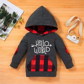 img 3 attached to 🧥 Camidy Toddler Boys Hoodies World Print Plaid Hooded Top Sweatshirt and Pants Tracksuit Set