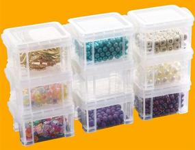 img 4 attached to Прозрачные мини-пластиковые контейнеры для хранения с крышками - набор из 9 штук для маленьких предметов - идеально подходят для бисероплетения, ювелирных изделий, наращивания ногтей, рукоделия.