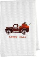 🍂 mud pie thanksgiving waffle towel for fall decor, 25"h x 16"w - (41500119h) логотип