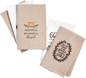 img 2 attached to 🍂 Mud Pie Thanksgiving Waffle Towel for Fall Decor, 25"H x 16"W - (41500119H)