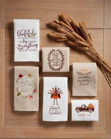 img 1 attached to 🍂 Mud Pie Thanksgiving Waffle Towel for Fall Decor, 25"H x 16"W - (41500119H)