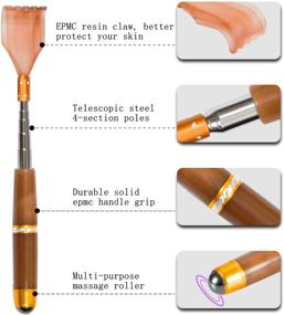 img 2 attached to Extendable Telescoping Back Scratcher for Men and Women - Magnetic Therapy Roller, Tooth Slot Design, Itch Relief - Ideal for Travel, Home, and Office Use - Brown