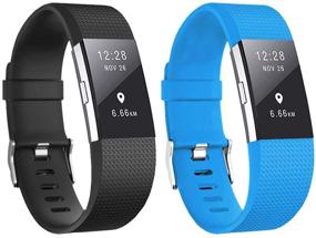 img 4 attached to 💦 Водонепроницаемые ремешки для Fitbit Charge 2 (2 шт.) - Классические и специальные заменяемые браслеты для женщин и мужчин, спортивные, регулируемые - в комплекте маленький и большой размеры