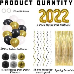 img 3 attached to 🎉 Get Ready to Ring in 2022 with Stylish Black and Gold New Year's Eve Party Supplies and Decorations Kit - Including Large Balloons, Photo Backdrop, Fringe Curtain, Glitter Banner, Pompoms, and Ornament!