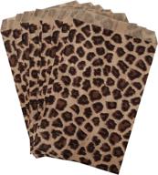 200 count 4x6 inch leopard design kraft paper bags for art crafts, party favors, merchandise, gifts, candy, and cookies logo