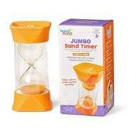 🧡 hand2mind orange jumbo sand timers - 5 minute hourglass, soft rubber end caps, quiet pause, classroom timer for kids, teeth brushing and games (set of 1) логотип