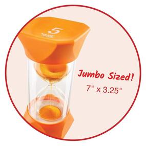 img 3 attached to 🧡 hand2mind Orange Jumbo Sand Timers - 5 Minute Hourglass, Soft Rubber End Caps, Quiet Pause, Classroom Timer for Kids, Teeth Brushing and Games (Set of 1)