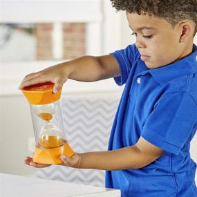 img 1 attached to 🧡 hand2mind Orange Jumbo Sand Timers - 5 Minute Hourglass, Soft Rubber End Caps, Quiet Pause, Classroom Timer for Kids, Teeth Brushing and Games (Set of 1)