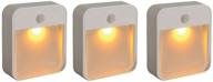 mr. beams mb720a sleep-friendly battery-operated motion-sensing led stick-anywhere nightlight with amber color light (3-pack), white logo