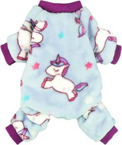 img 4 attached to 🦄 Fitwarm Unicorn Pet Clothes: Stylish Velvet Purple Dog Pajamas & Cat Jumpsuit