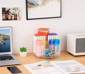 img 3 attached to 360-degree Rotating Clear Acrylic Pen Holder by Marbrasse - Desktop Stationery Organizer for Office, School, and Home - Hexagon Shape - Ideal for Art Supplies.