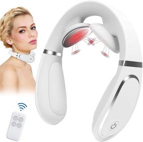 img 4 attached to 💆 Electric Neck Massager for Pain Relief | 4 Modes, 15 Strength Levels, Heat | Portable Neck Massager for Office, Home, Travel | Perfect Valentines Day Gift for Him/Her