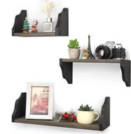 🏠 miratino 3-piece set of wide floating shelves - rustic wood wall mounted display rack for home bathroom bedroom living room kitchen decor - assorted black & weathered grey logo