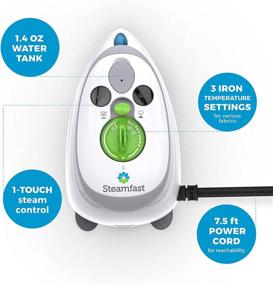 img 2 attached to 🔌 Steamfast SF-717 Mini Steam Iron for Travel - Dual Voltage, Non-Stick Soleplate, Anti-Slip Handle, Rapid Heating, 420W Power (White) - Including Travel Bag