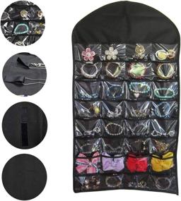 img 3 attached to BaggieM Hanging Jewelry Organizer Travel Jewelry Bags Accessory Organizer Double Sided with 32 Pockets 18 Loops (Black)