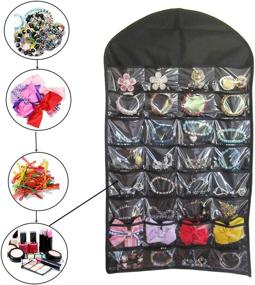 img 2 attached to BaggieM Hanging Jewelry Organizer Travel Jewelry Bags Accessory Organizer Double Sided with 32 Pockets 18 Loops (Black)