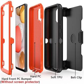 img 2 attached to 📱 Xihaiying Heavy Duty Shockproof Case with Belt Clip for Samsung Galaxy A42 5G - Black+Orange