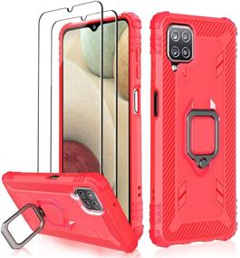 img 4 attached to [3 Items] Milomdoi 1 Case +2 Pack Screen Protector for Samsung Galaxy A12 /Samsung A12 Nacho, [Military Grade Protective ] 360° Finger Ring Holder Kickstand, Red Case for Samsung A12/A12 Nacho - Enhanced SEO