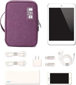 img 2 attached to 🔮 Mygreen Travel Organizer Storage Bag - Double Layer Universal Accessories Carrying Cover Pouch for iPad Mini, Cables, Phone Chargers, Adapters, Flash Drives, and More (Purple)