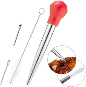 img 3 attached to Red Turkey Baster Set of 4 with Syringe Needles and Cleaning Brush