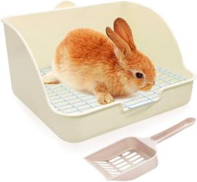 img 4 attached to BWOGUE Rabbit Litter Box Toilet for Guinea Pigs, Rabbits, Hamsters & More - Corner Potty Trainer Bedding Box for Small Animal Cage